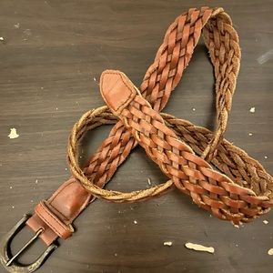 True vintage brown braided leather belt//SOLD